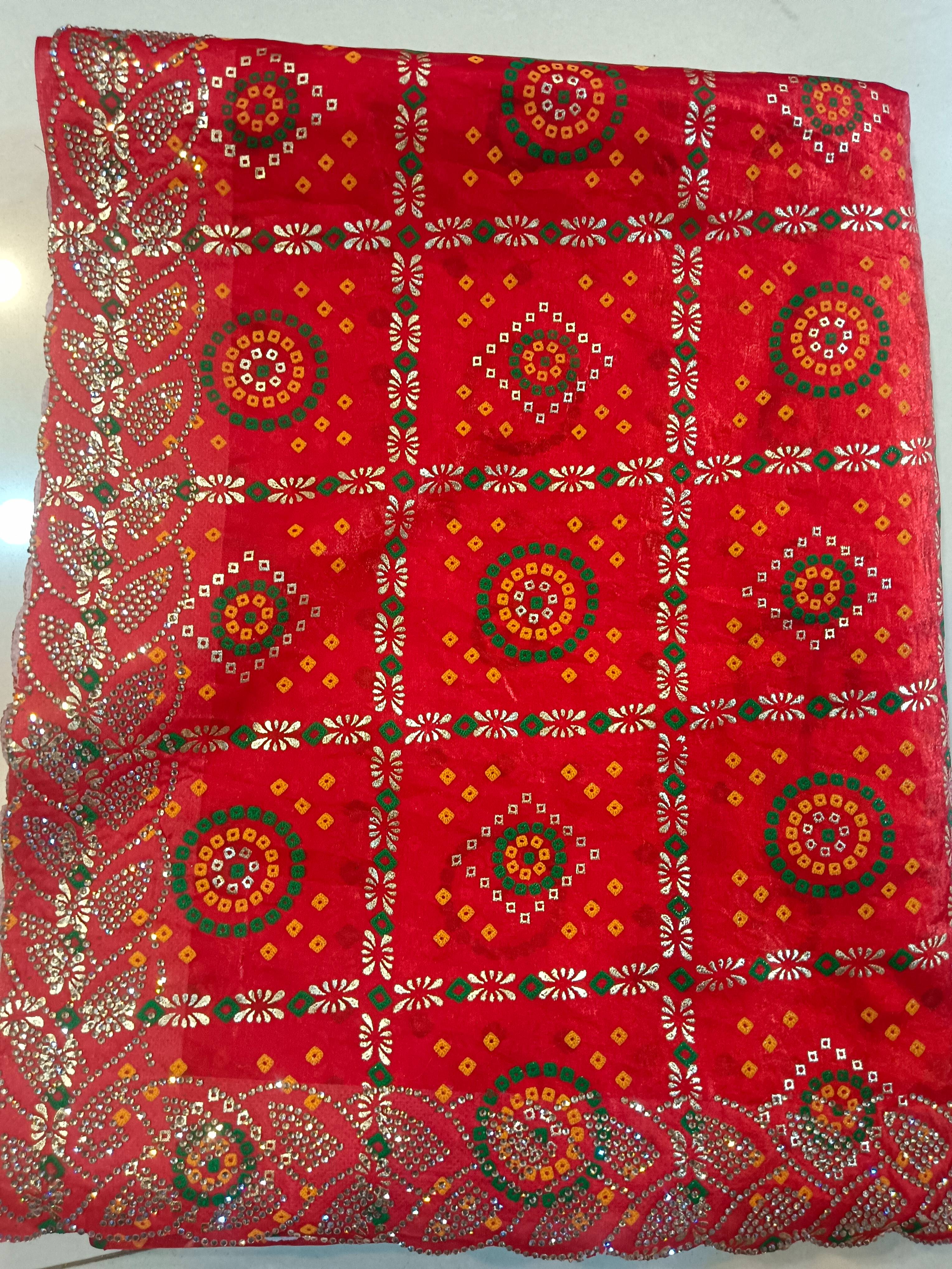 Bandhani Saree in Mawana: Traditional Red Saree with Intricate Designs -  - Buy Online at ANUSHA MATCHINGS