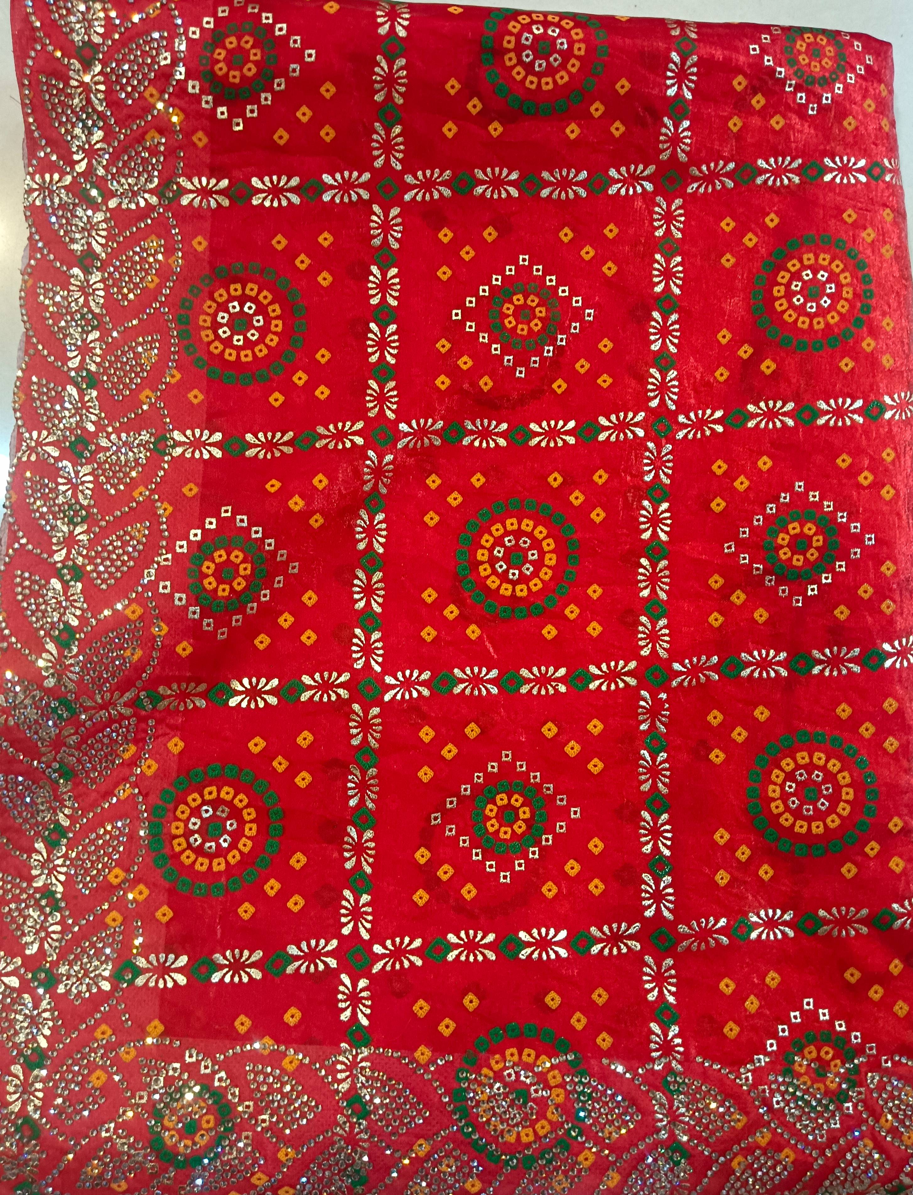 Bandhani Saree in Mawana: Traditional Red Saree with Intricate Designs - Image 1
