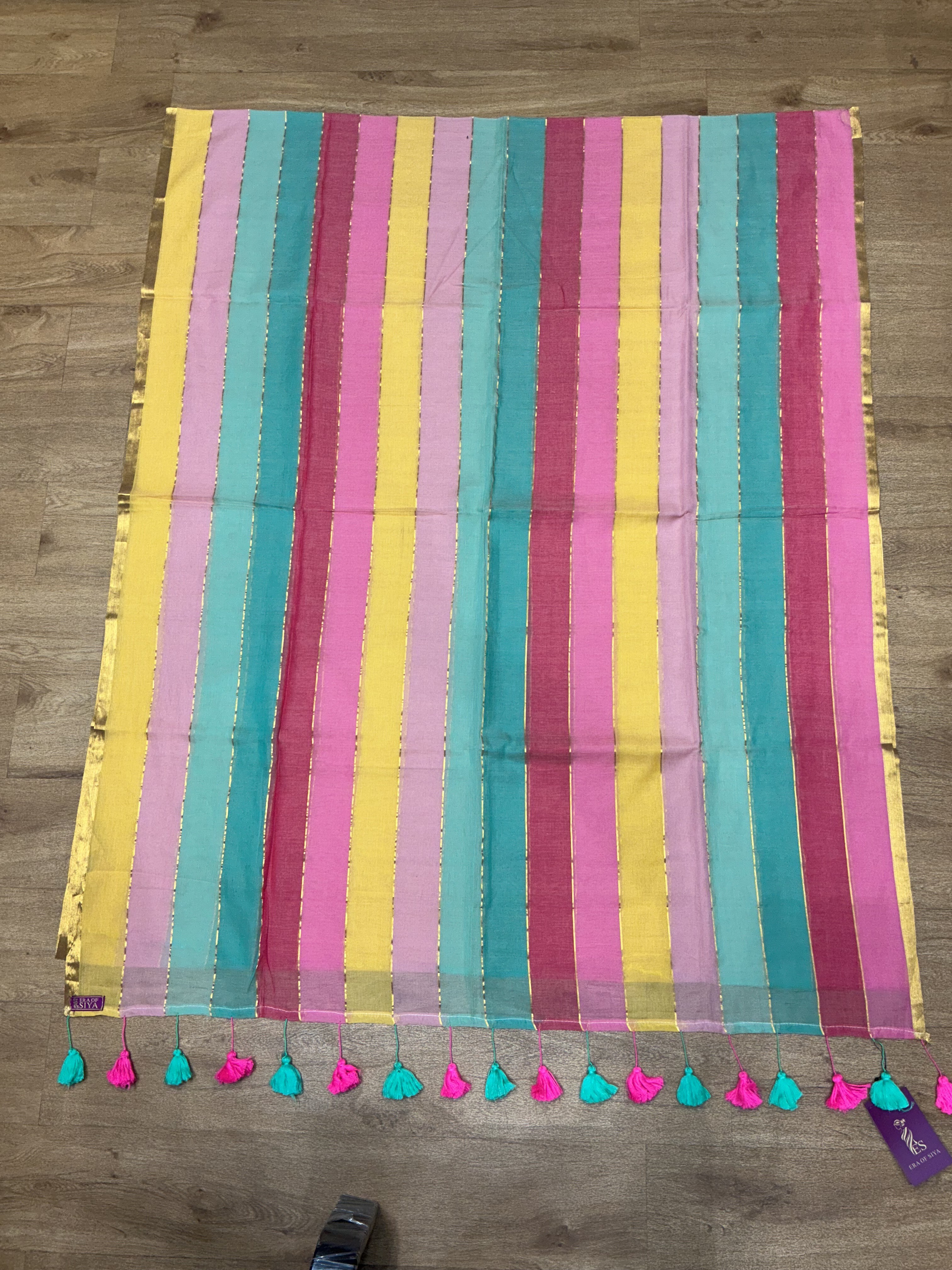  Cotton Saree - Multicolor Striped Cotton Saree in New Delhi with Tassels ERA OF SIYA SHOP NO G 1 KRISHNA PLAZA II PLOT NO 3 SECTOR 12 DWARKA NEW DELHI SOUTH WEST DELHI DELHI LANDMARK SANDOZ