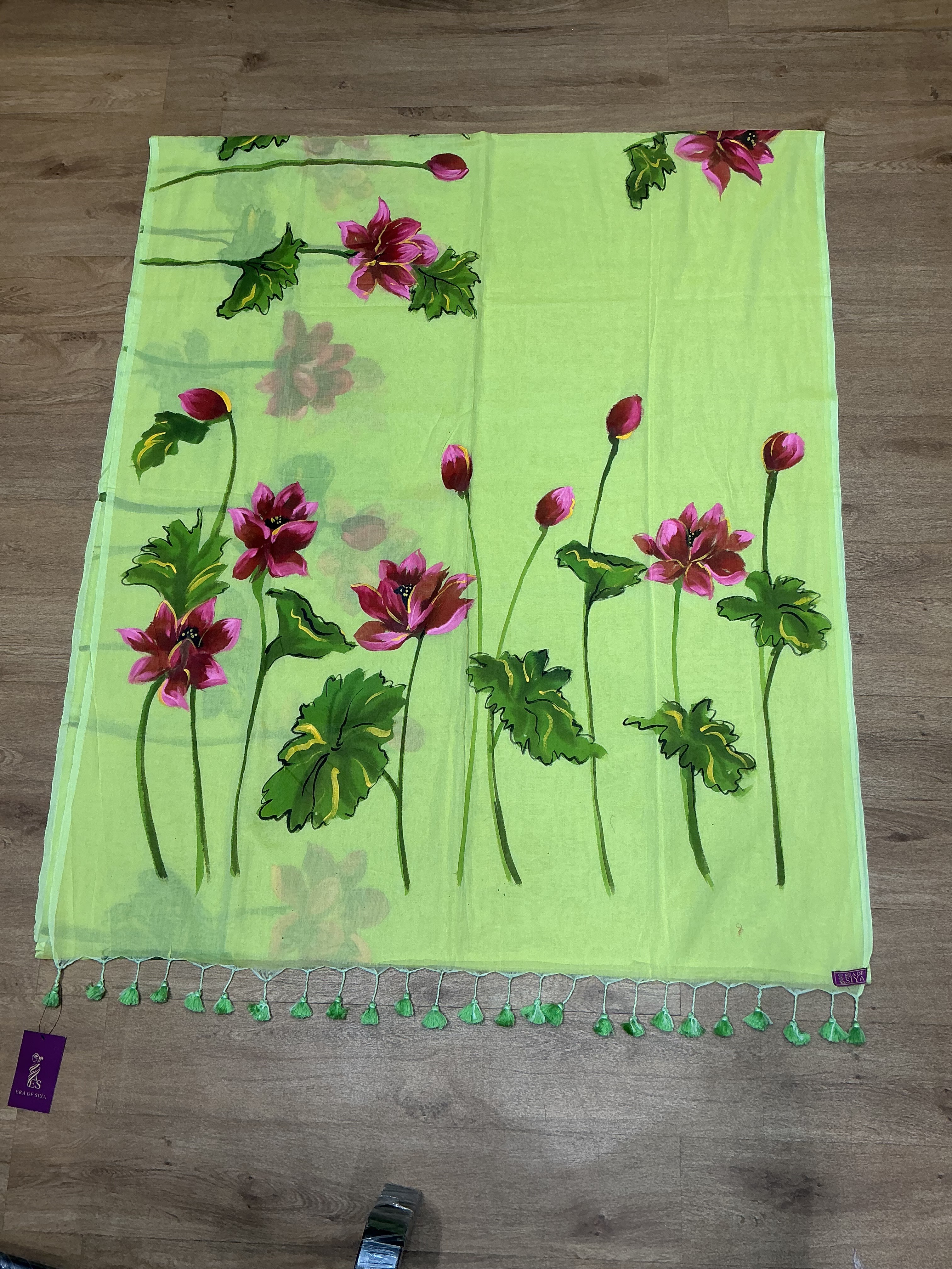 Saree Shop/Floral Print Light Yellow Saree in Delhi - Graceful Festive Attire -  - Buy Online at ERA OF SIYA