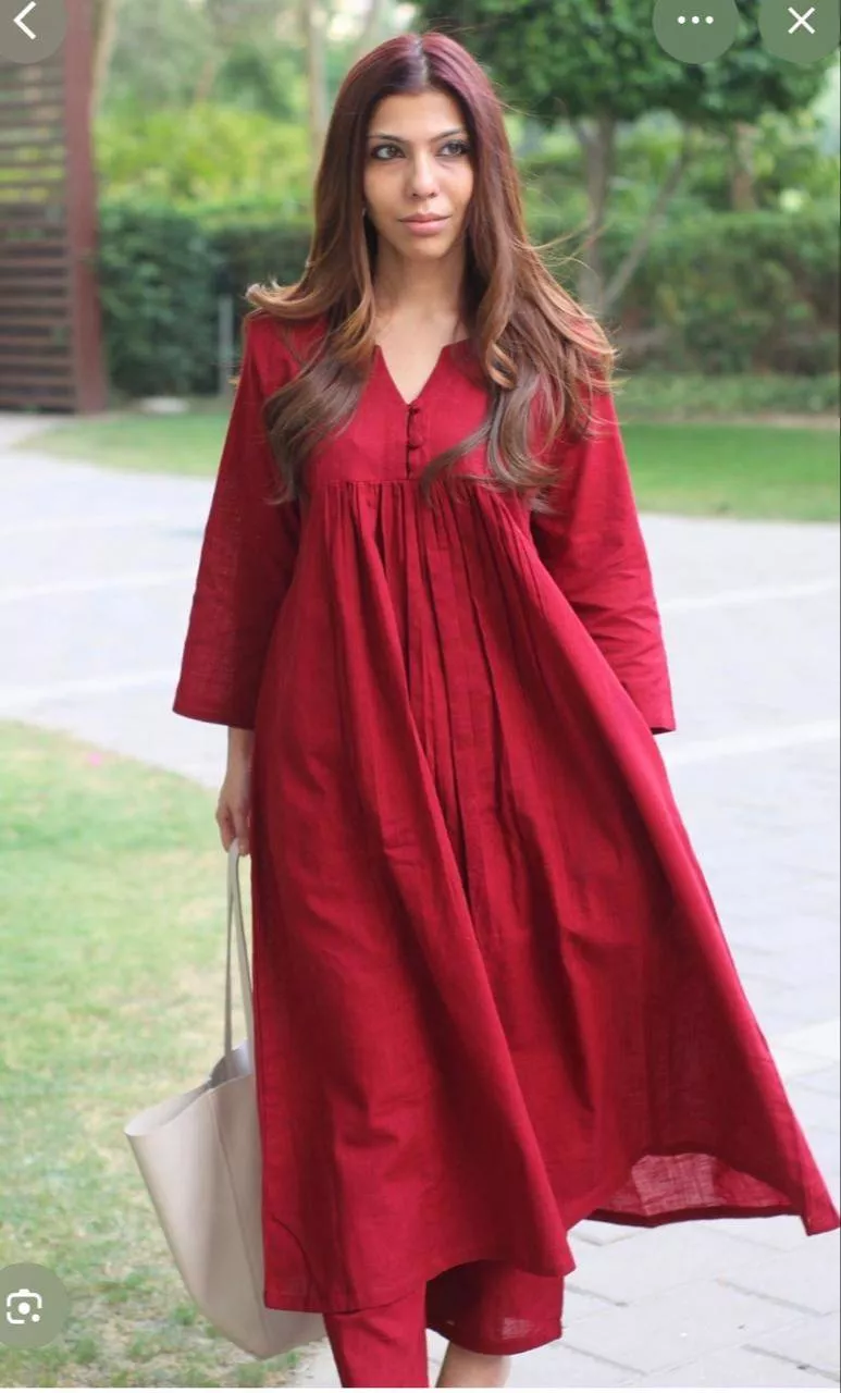 Anarkali Kurta in Kolkata - Elegant Red Design -  - Buy Online at NICE TAILORS