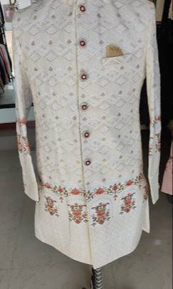 THE ROYAL SUIT - Embroidered Sherwani in Ashok Nagar: Elegant Off-White Wedding Attire in ASHOK NAGAR