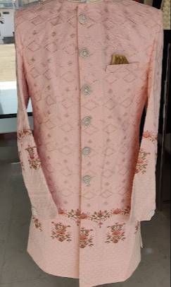 THE ROYAL SUIT - Embroidered Pink Sherwani suit in Mandsour Mill - Elegant Ethnic Wear in ASHOK NAGAR