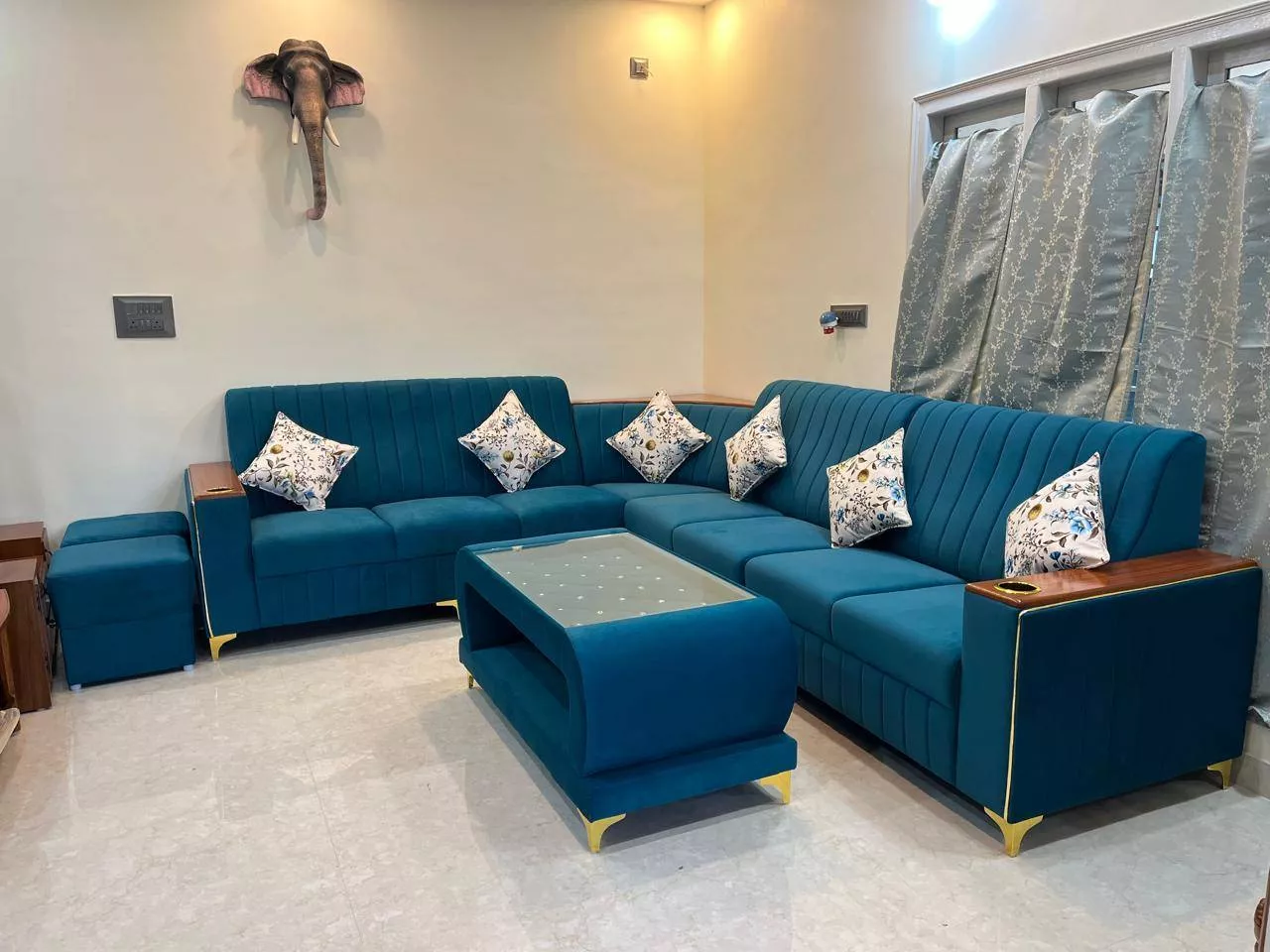  Azure Modular L-Shaped Sofa Set in Bangalore Plush Comfort GOODCHOICE FURNITURE NO 28 1B LAKSHMIPURA MAIN ROAD SIDDANAHOSAHALLI VILLAGE NEAR RELIANCE TRENDS LANDMARK Near Reliance Trends
