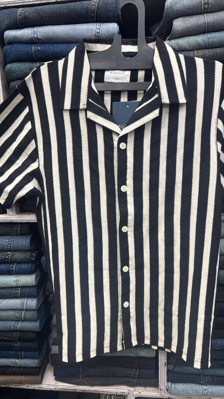 CHHAJTA COLLECTION - Casual Shirt in Solan: Striped Casual Shirt with Short Sleeves in SOLAN
