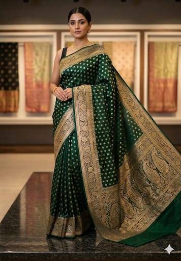 VIHAS CREATION - Elegant Green Silk Banarasi Saree in LUCKNOW