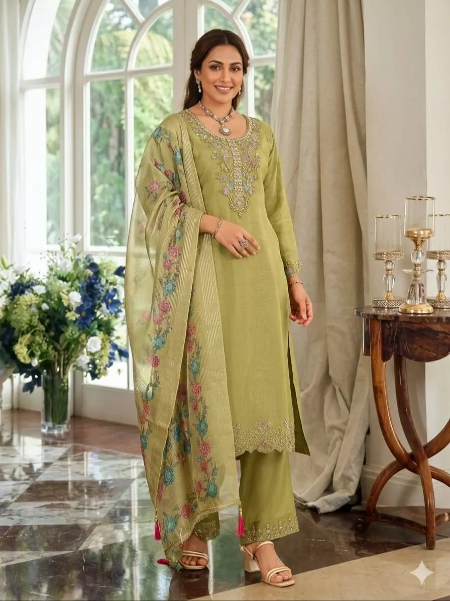  Embroidered Green Salwar Suit in Lucknow - Elegant Embroidery VIHAS CREATION SHOP NO UGF 03 14  KAHLON EMPORIUM 1  RAEBARELI ROAD NEAR SGPGI NEAR SECTOR 16 VRINDAVAN YOJNA LANDMARK NEAR SGPGI VRINDAVAN YOJNA