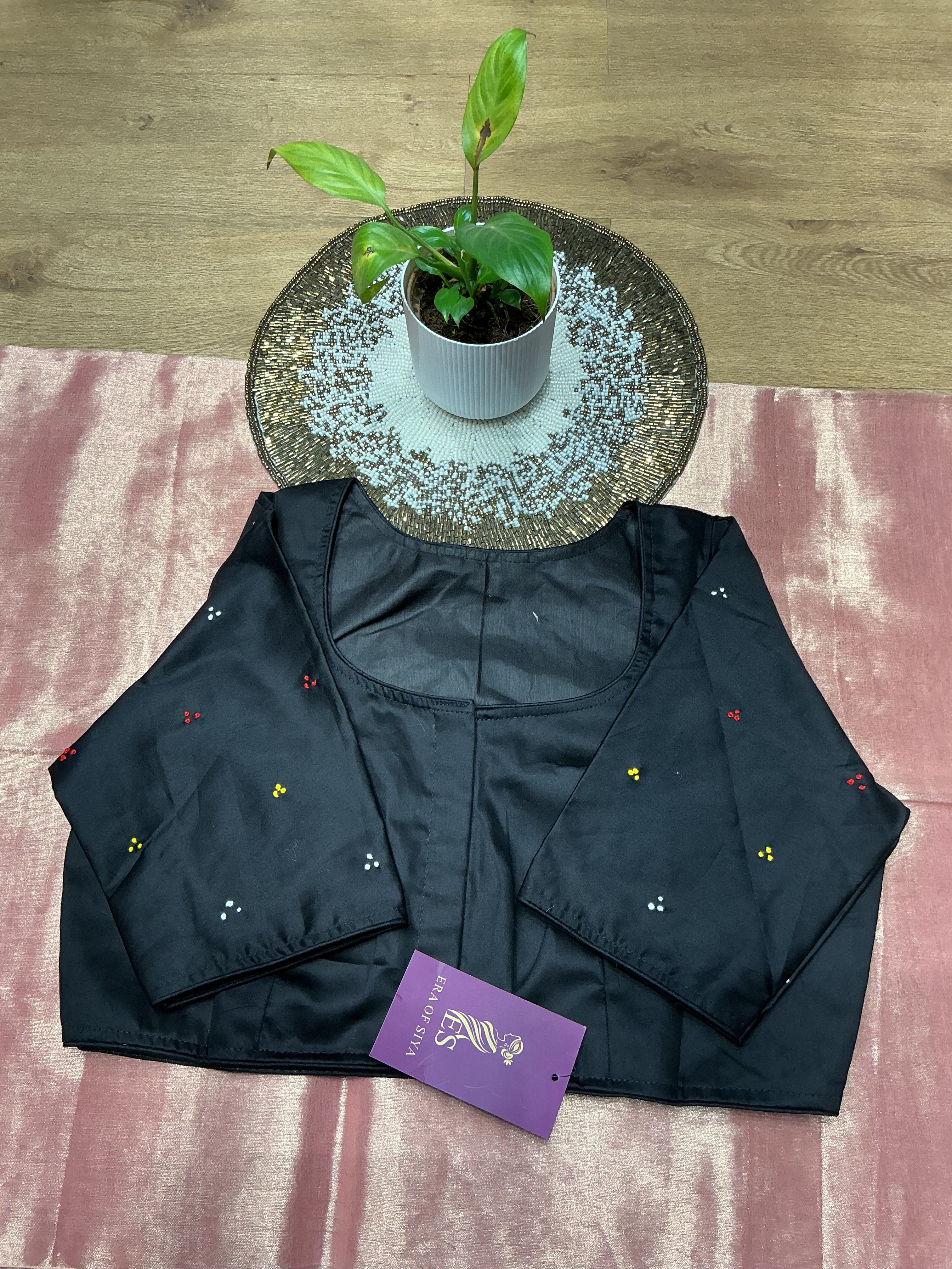 Peacock Embroidered Cotton Satin Blouse in New Delhi - Vibrant and Elegant - Image 1