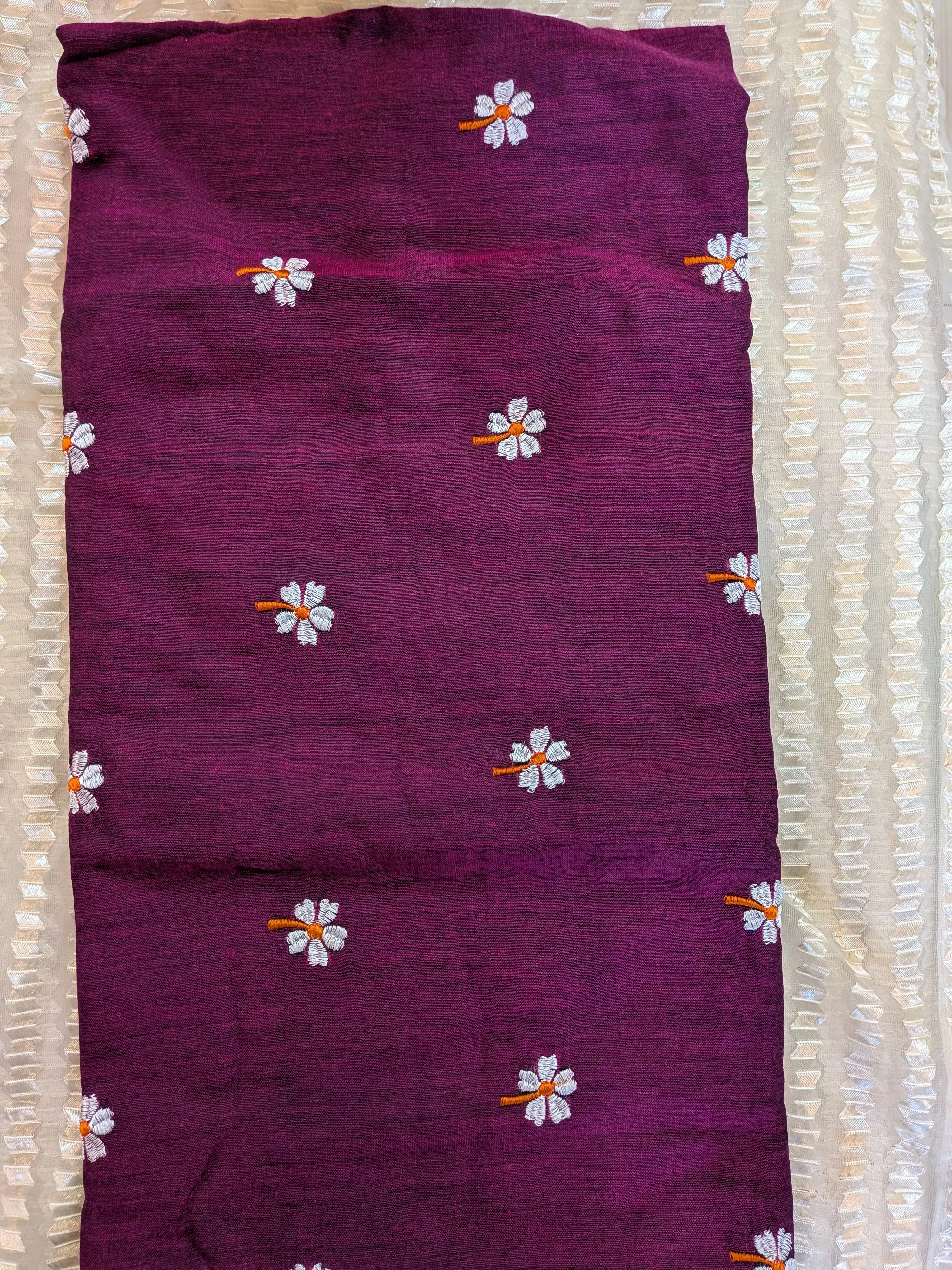 Embroidered Saree in Kharghar: Floral Purple Mul Cotton Saree -  - Buy Online at THE FABRIC STORY
