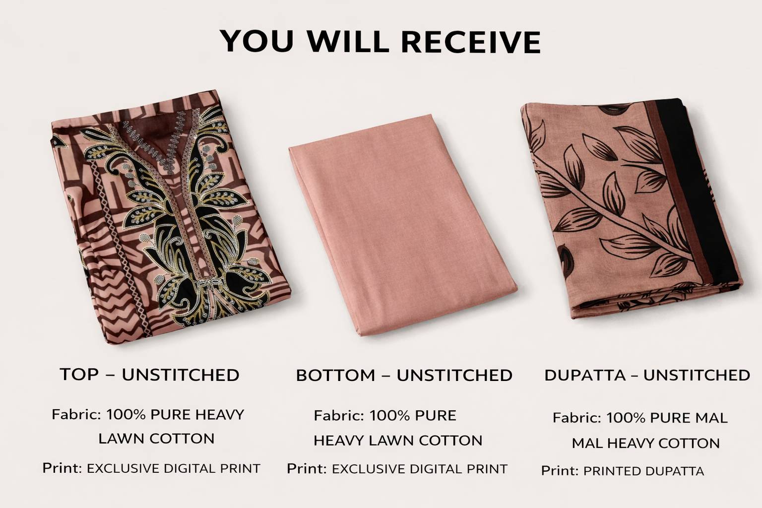 ASAR's Suit Fabric in Kanpur: Digitally Printed Unstitched 3 PCS Set - Image 3