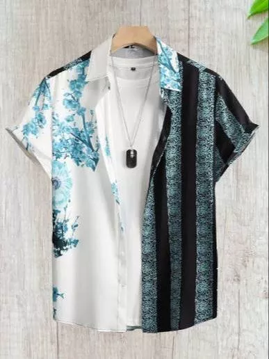 Men's Shirts in CO Sasta Bazar: Stylish Floral and Striped Design -  - Buy Online at SHAMSHAD S O YASEEN