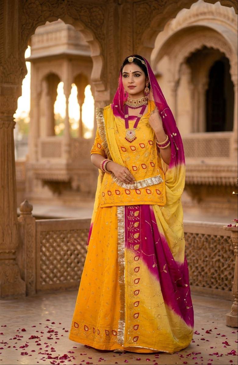 Rajputi Poshak in Dungla Rajasthan - Traditional Ensemble for Royalty & Elegance -  - Buy Online at DHARMA COLLECTION