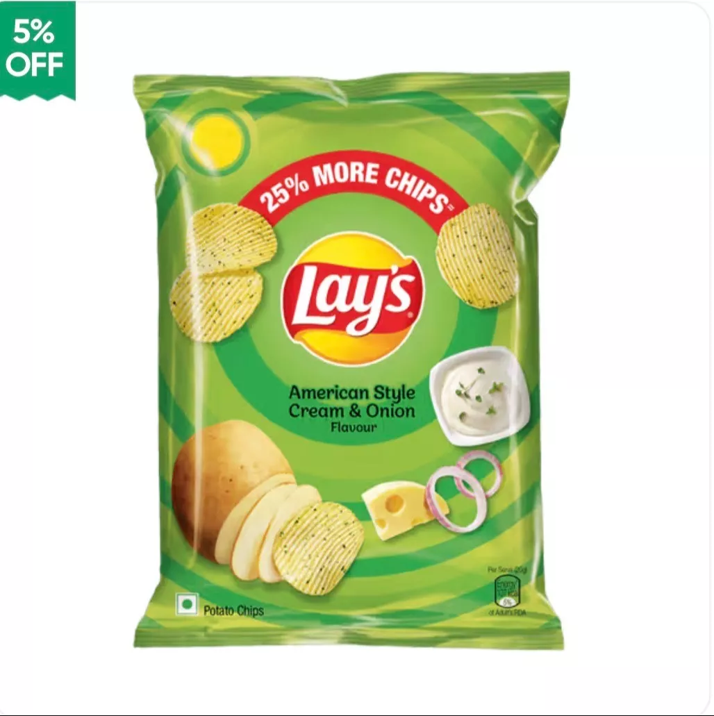 Lay's Potato Chips in Jalandhar: American Style Cream & Onion Flavor -  - Buy Online at ARM ENTERPRISES