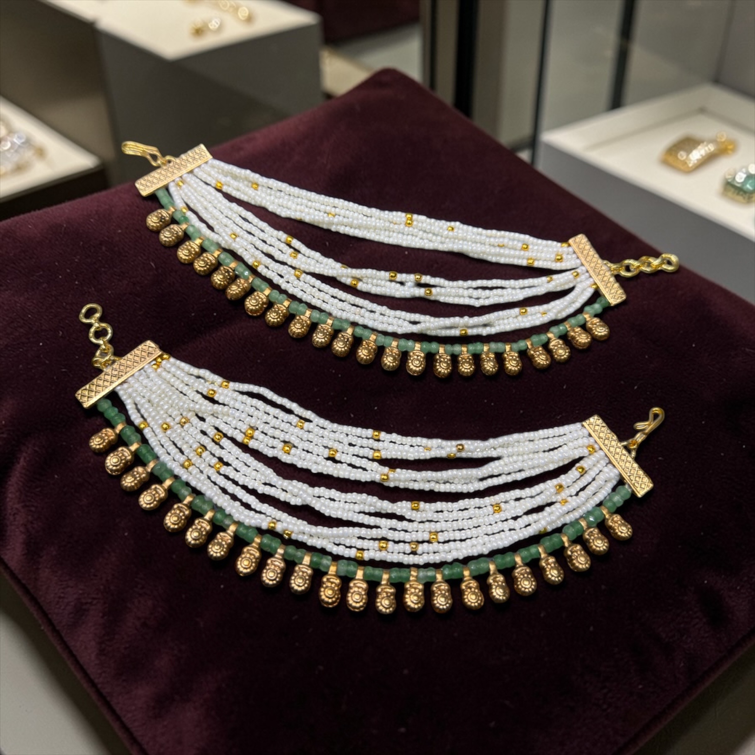 Anklets Pearls Ear Chain in Mumbai - Multilayer Anklets for Traditional & Festive Occasions -  - Buy Online at CNX JEWELLERY COLLECTION