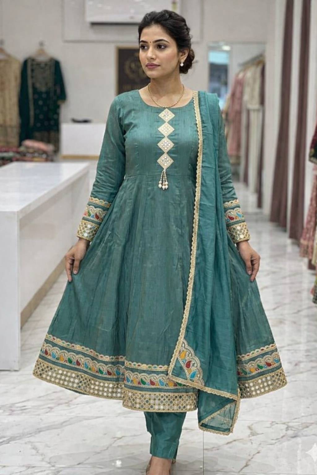 Milan Ladies Wear Anarkali Kurti in Kasdol - Elegant Flare Design -  - Buy Online at MILAN LADIES WEAR AND MATCHING