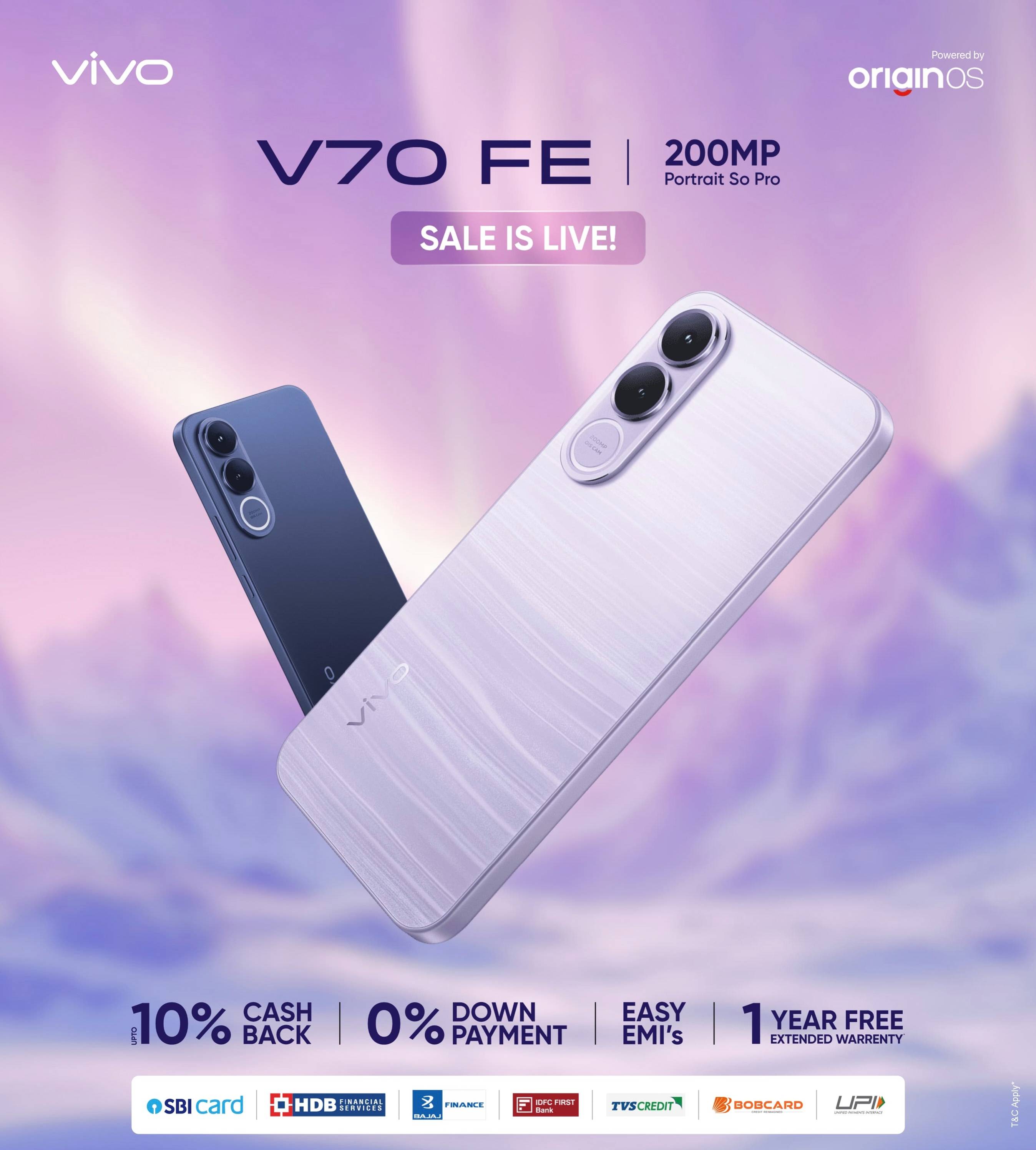 Jasmin Mobile and Electronics Vivo V70 FE in Nadiad 200MP Portrait So Pro Camera -  - Buy Online at Jasmin mobile and Electronics 