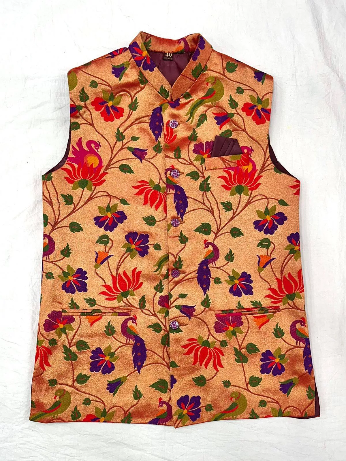 Paithani Jacket in Pune: Elegant Floral Embroidered Nehru Jacket for Men -  - Buy Online at KALANSHUK