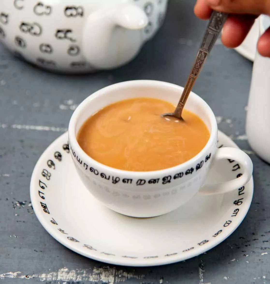 Tea Cup Set in Indore with Traditional Tamil Script Design -  - Buy Online at BENNE STREET