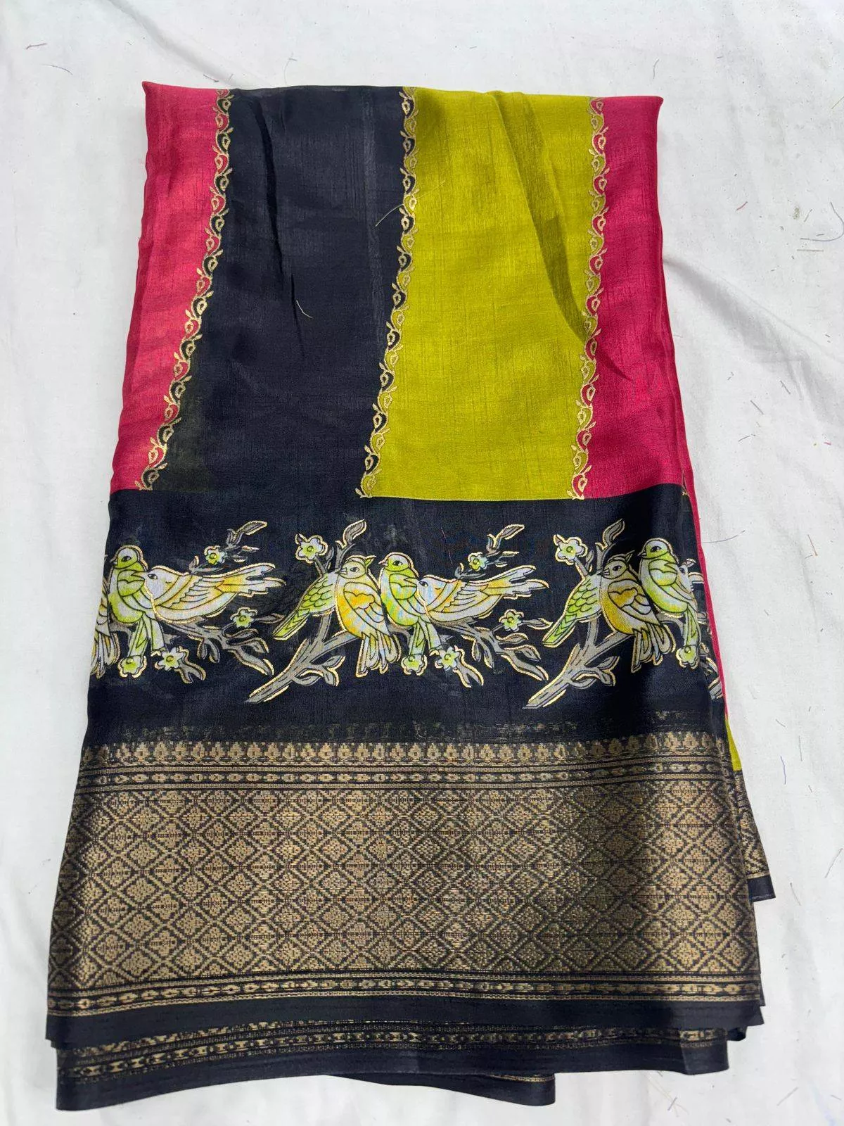 Elegant Printed Saree in Pamidi - Vibrant Bird Motifs -  - Buy Online at SHRI SHIVA SHAKTHI SAREES