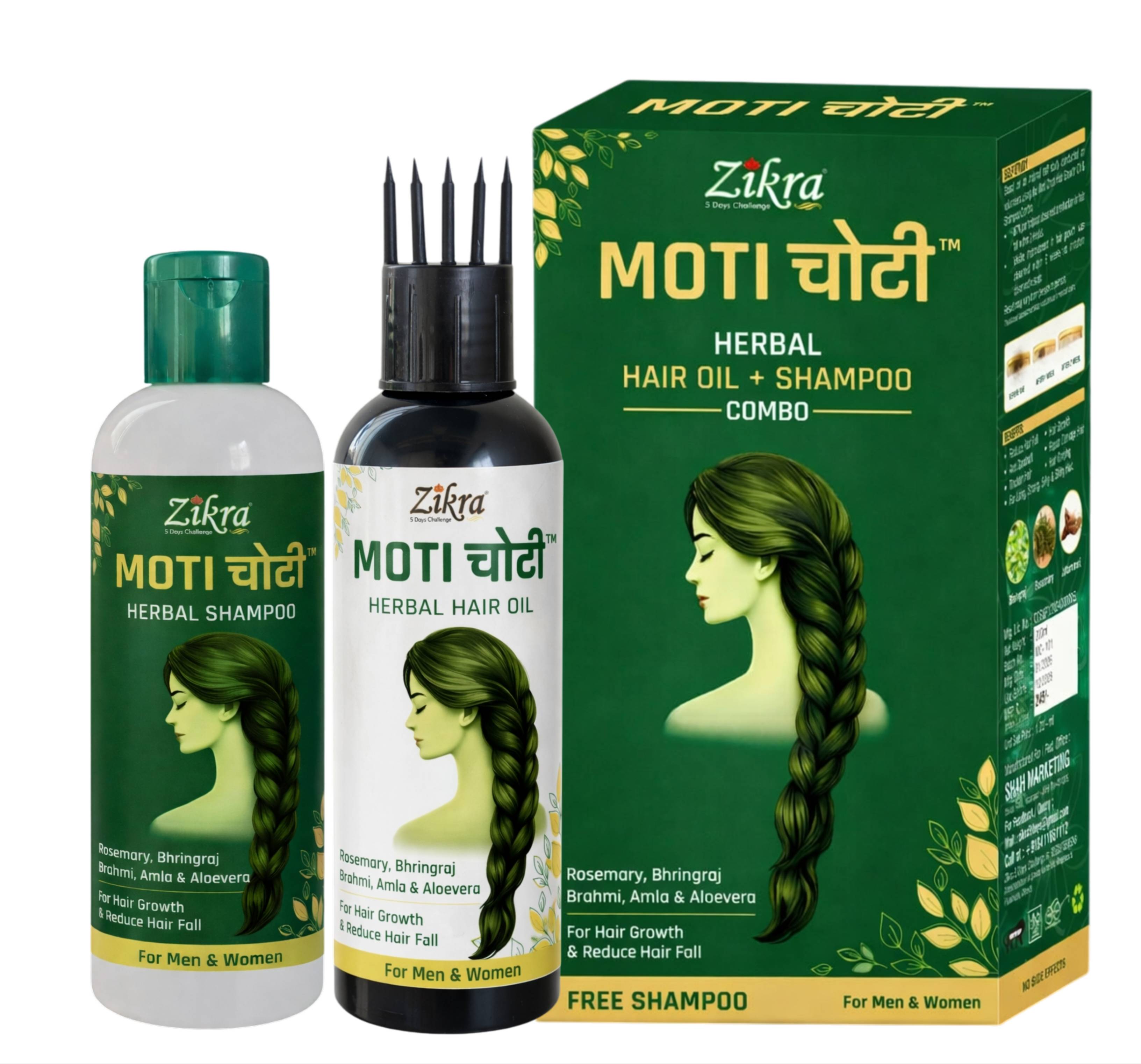 Zikra Moti Choti Herbal Hair Oil + Shampoo Combo in Bhusawal - Nourishing Haircare -  - Buy Online at SHAH MARKETING