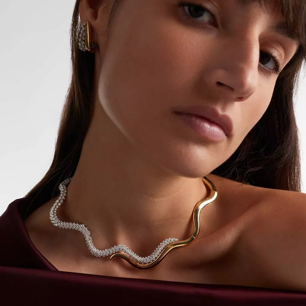 Necklace in Malad West Stunning Gold-Tone Metal and Crystal Beads