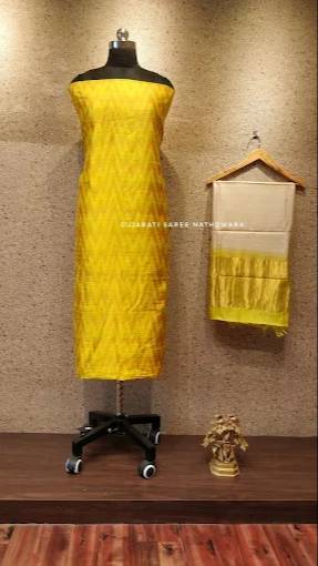 Banarasi Silk Saree in Gandhiroad Mustard Yellow with Intricate Weaving -  - Buy Online at GUJRATI SAREE STORE