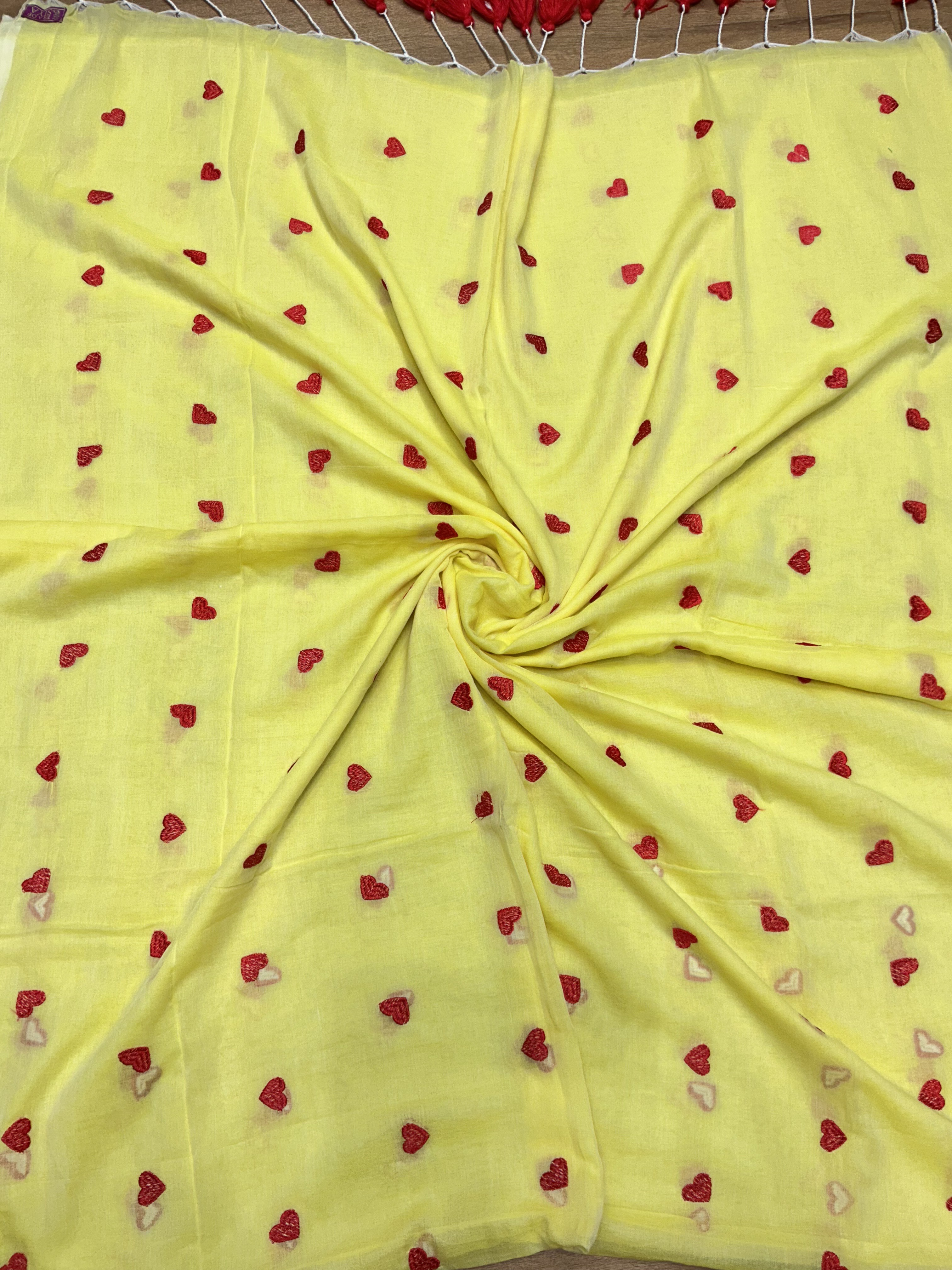 Mul cotton saree with  Heart Embroidered in New Delhi - Vibrant and Elegant ERA OF SIYA SHOP NO G 1 KRISHNA PLAZA II PLOT NO 3 SECTOR 12 DWARKA NEW DELHI SOUTH WEST DELHI DELHI LANDMARK SANDOZ