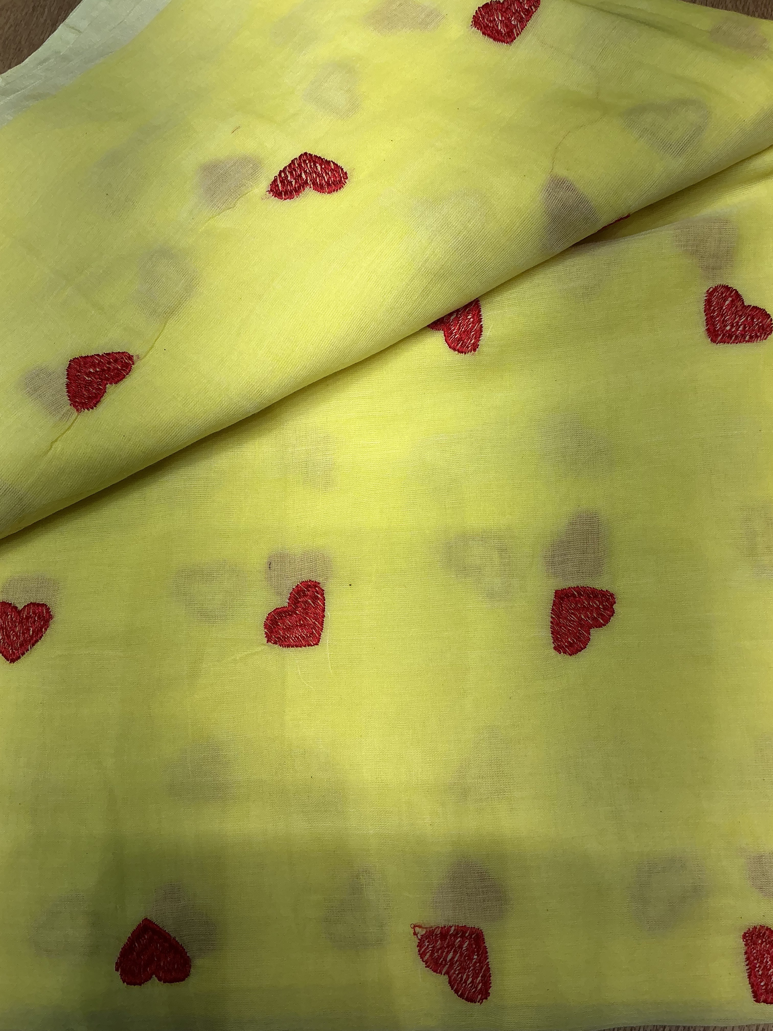 Mul cotton saree with  Heart Embroidered in New Delhi - Vibrant and Elegant - Image 1