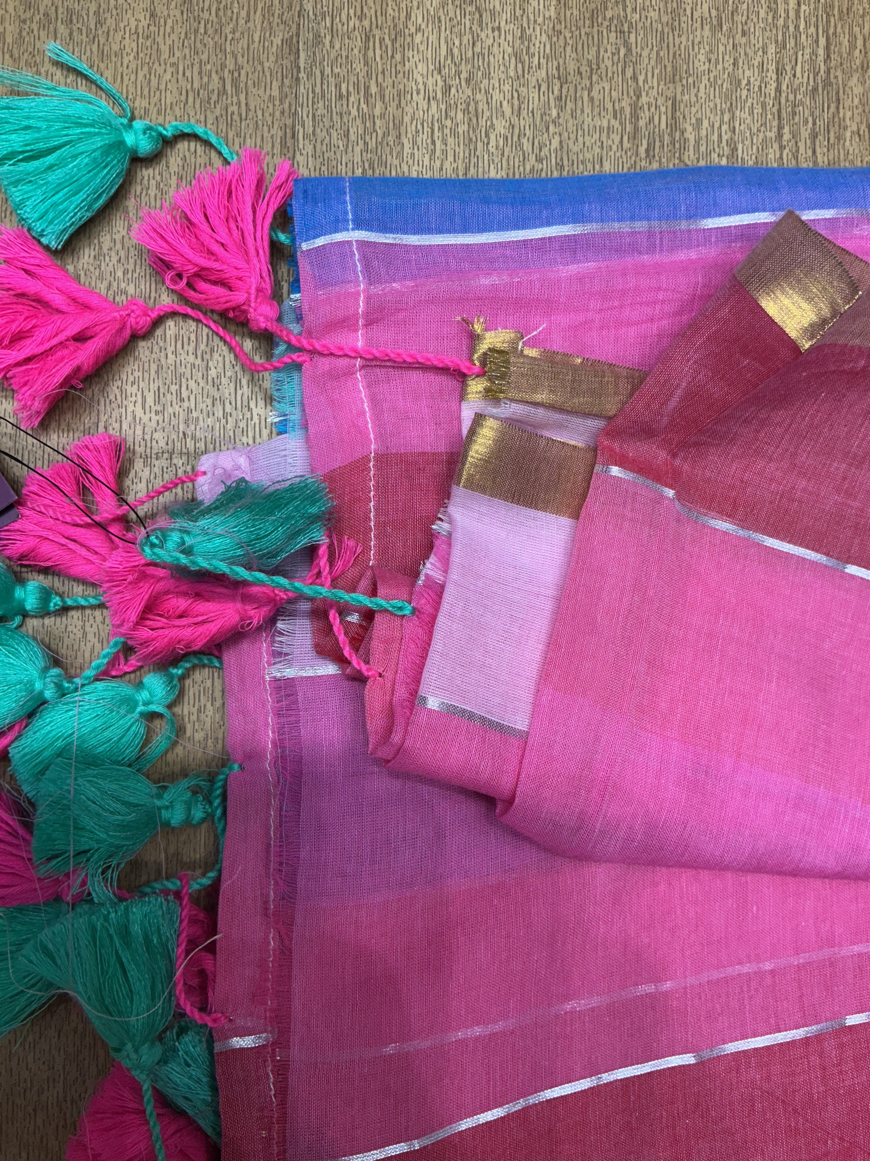 Mul Cotton Saree Colorful Striped in New Delhi Vibrant Style - Image 2