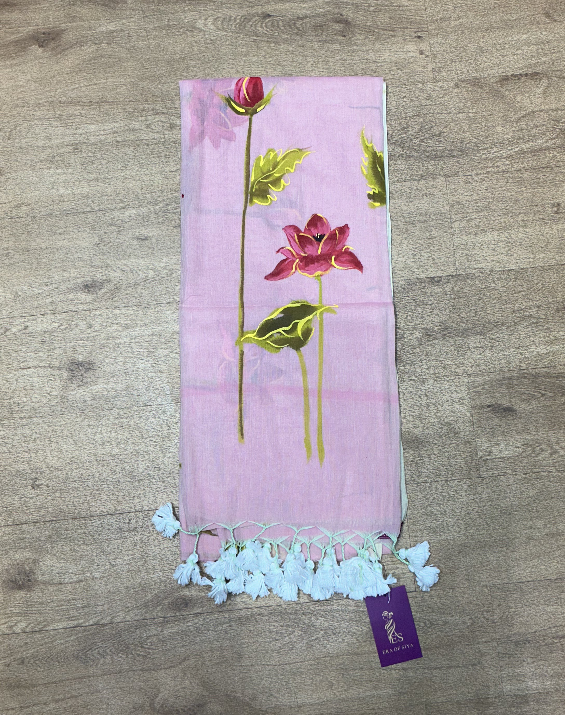 Mul cotton Pink Floral Printed in New Delhi - Elegant Fashion Accessory - Image 2