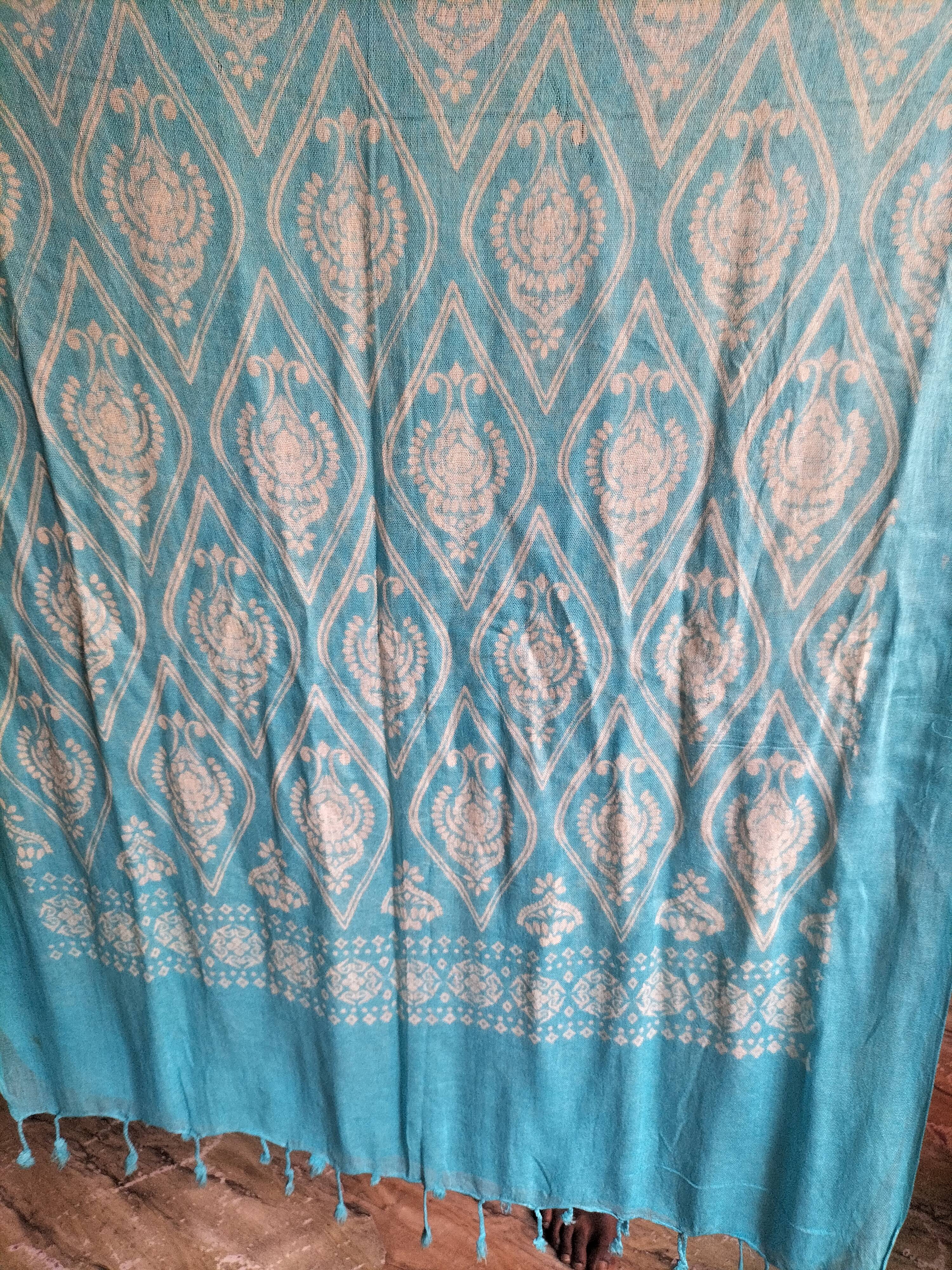 Handwoven Ikat Cotton Saree in Agra - Elegant Geometric Patterns -  - Buy Online at RONAK HOSIERY
