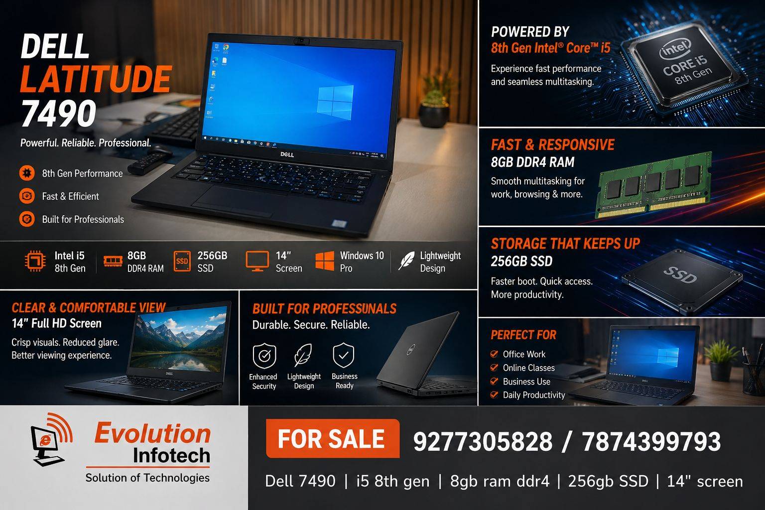 DELL LAPTOP in Ahmedabad 8th Gen 8GB RAM 256GB SSD -  - Buy Online at EVOLUTION INFOTECH