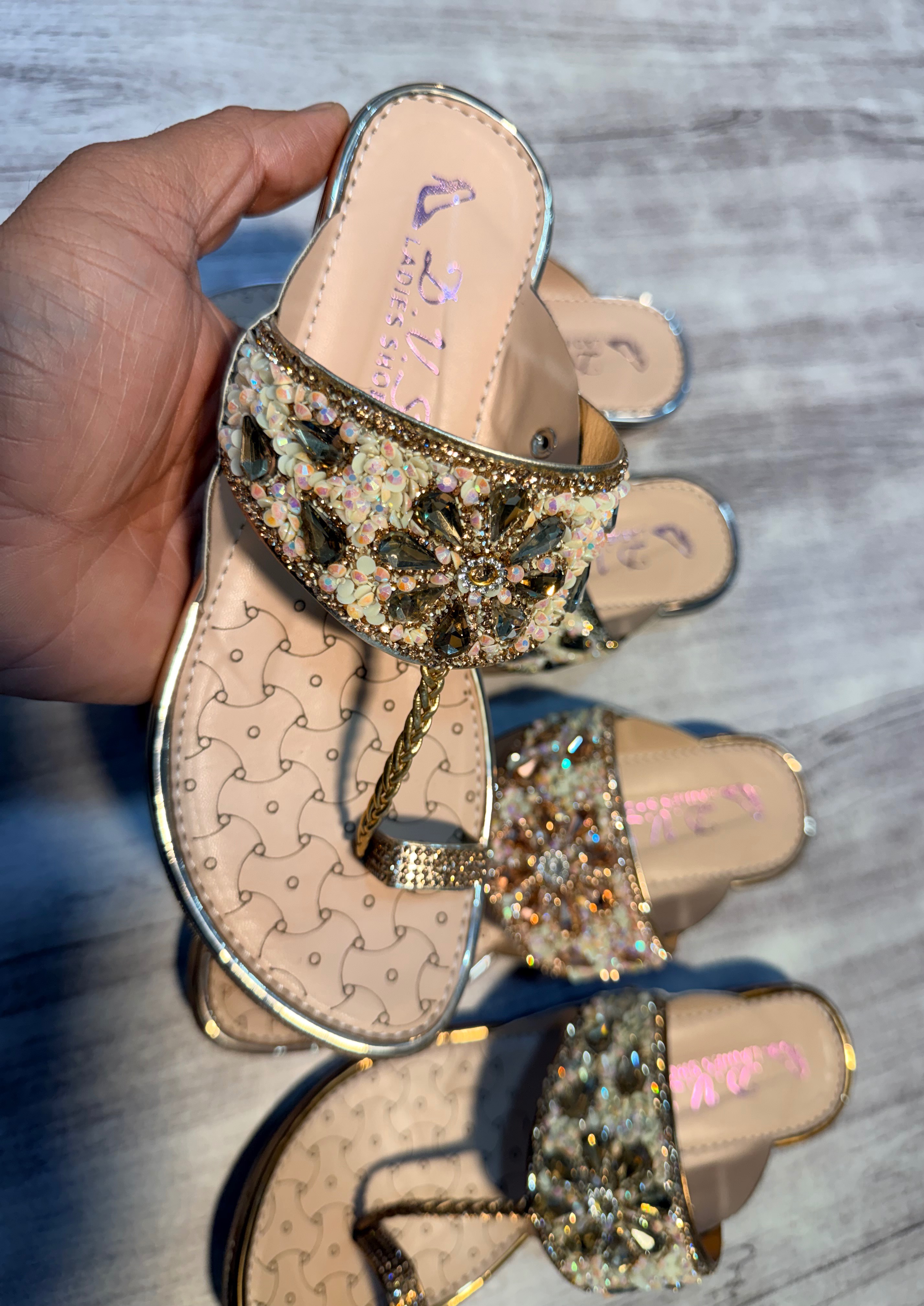 Stylish Fancy Kolapuri sandals displayed in Ludhiana, showcasing intricate designs and quality