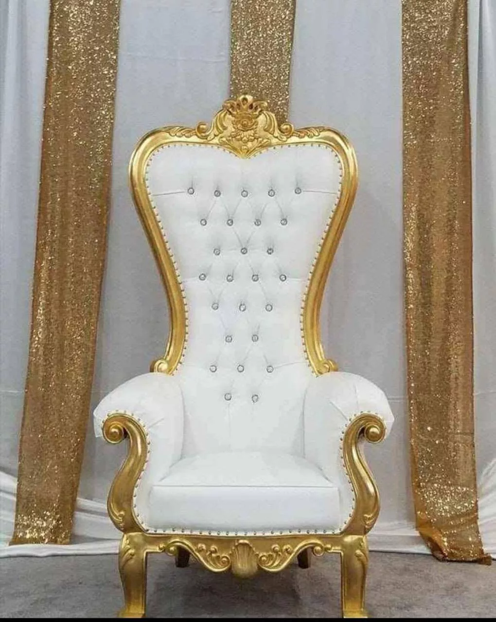 Throne Chair for Weddings in Khata Kheri - Luxurious White and Gold Design -  - Buy Online at AMJAD HANDICRAFT