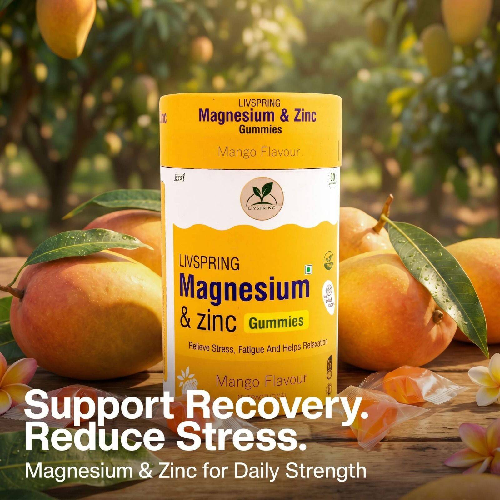LivSpring Magnesium & Zinc Gummies in BK 1 Mango-Flavored Stress Relief - Image 2