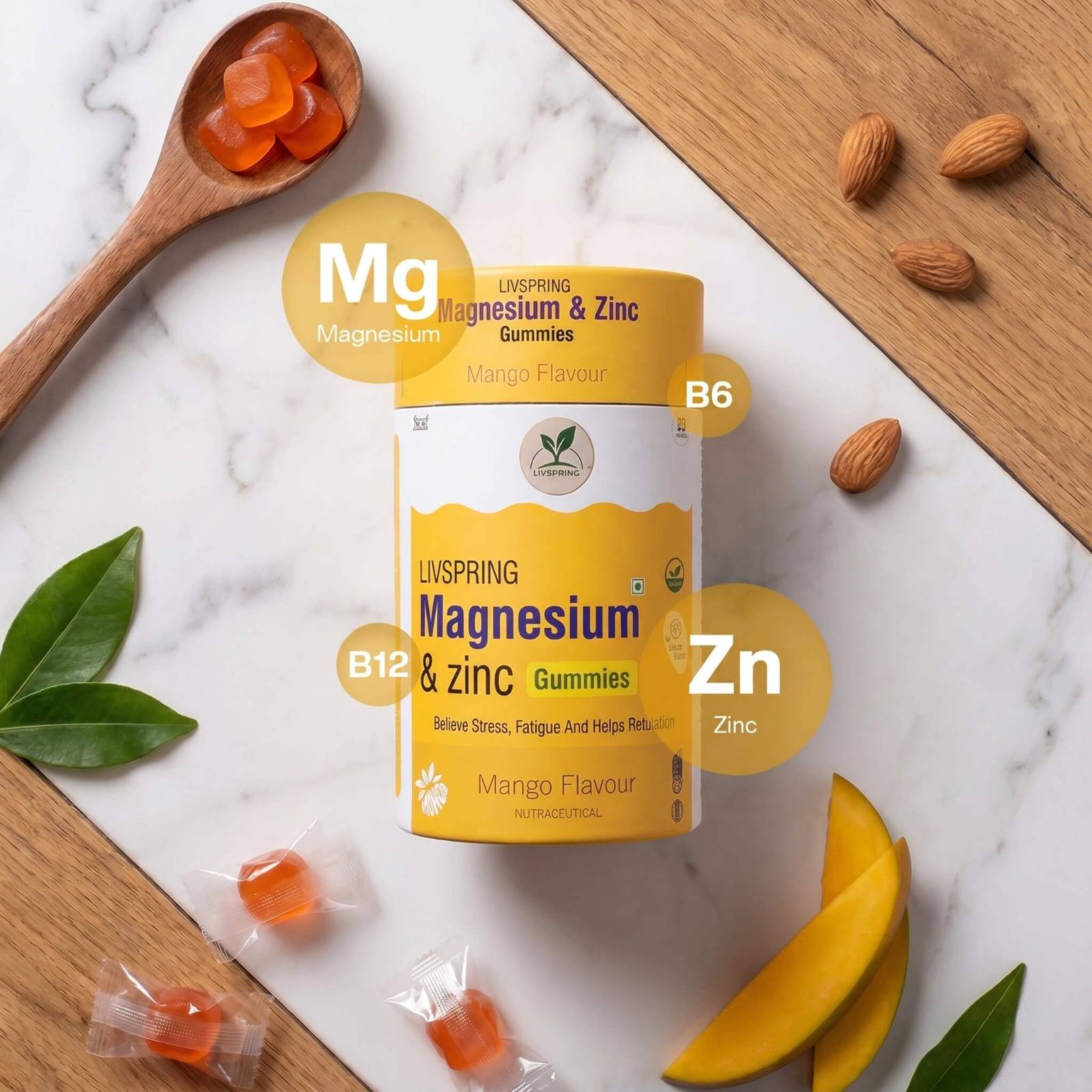 LivSpring Magnesium & Zinc Gummies in BK 1 Mango-Flavored Stress Relief - Image 3