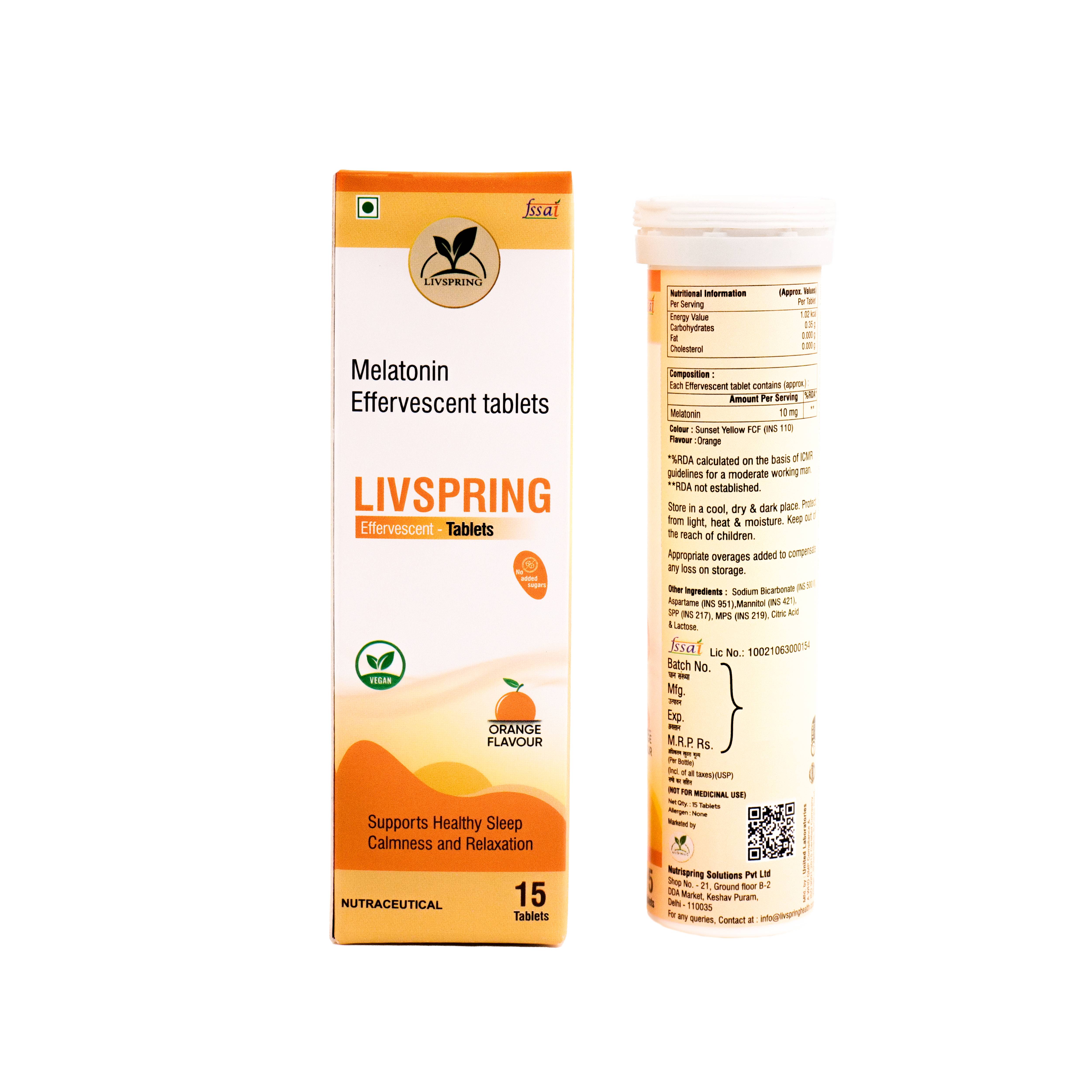 LivSpring Melatonin Effervescent Tablets in East Shalimarbagh - Promotes Healthy Sleep - Image 1