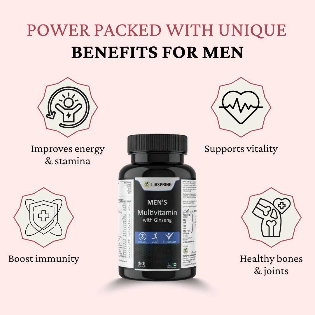 LIVSPRING Men's Multivitamin in BK 1 32 AGF EAST SHALIMARBAGH Near Fortis Hospital - Boost Energy and Vitality with Ginseng -  - Buy Online at VIHAAN HOMOEOPATHIC CLINIC