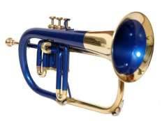 Stylish FLUGEL HORN BRASS in Black Blue showcasing its elegant design and durable body, perfect for musicians in Meerut. - Image 2