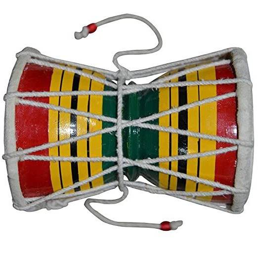 Traditional 6'' DAMROO percussion instrument with intricate craftsmanship in Meerut, showcasing its vibrant design and unique - Image 1