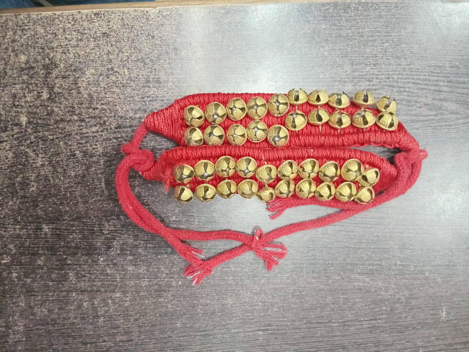 Brass Anklet Ghungroo 2 LINE, crafted with intricate detailing, showcasing its traditional design, perfect for enhancing any  - Image 1