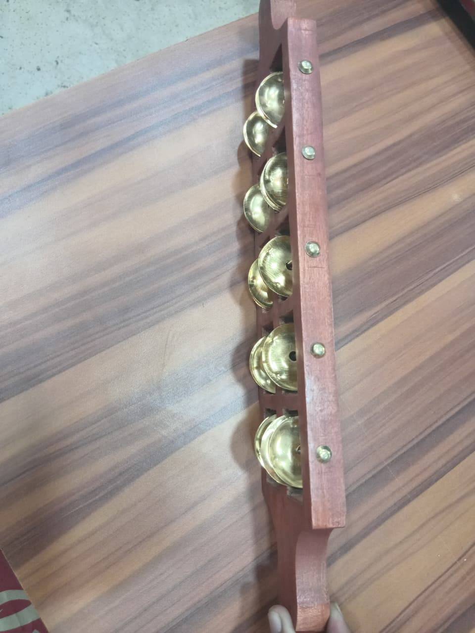 Brass WOOD JHANJH PEETAL JINGLES 5 LINE instrument in Meerut with jingles that produce rich and resonant sounds. - Image 1