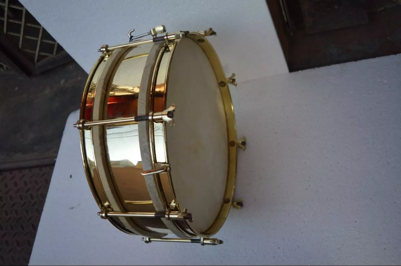  BRASS SIDE DRUM 14'' MELODY MAKERS INDIA 219 311 JALI KOTHI  MEERUT PURWA  AHAMAD NAGAR OPP NADAR ALI CO NASIR ALI COMPANY JALI KOTHILANDMARK M