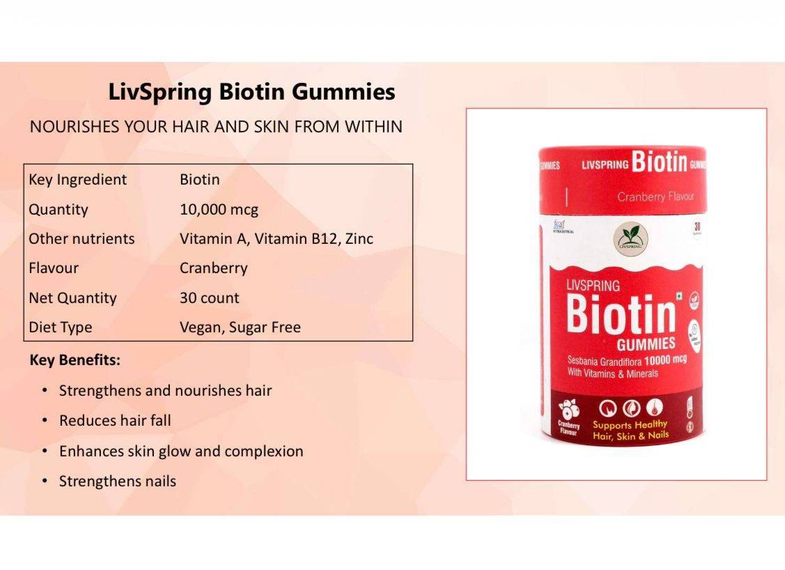 LivSpring Biotin Gummies in BK 1 - Vegan Hair and Skin Support -  - Buy Online at VIHAAN HOMOEOPATHIC CLINIC