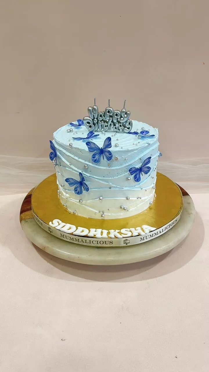 Blue Butterfly Birthday Cake in MUMMALICIOUSGARUDACHARYA PALYA Exquisite Decoration -  - Buy Online at MUMMALICIOUS