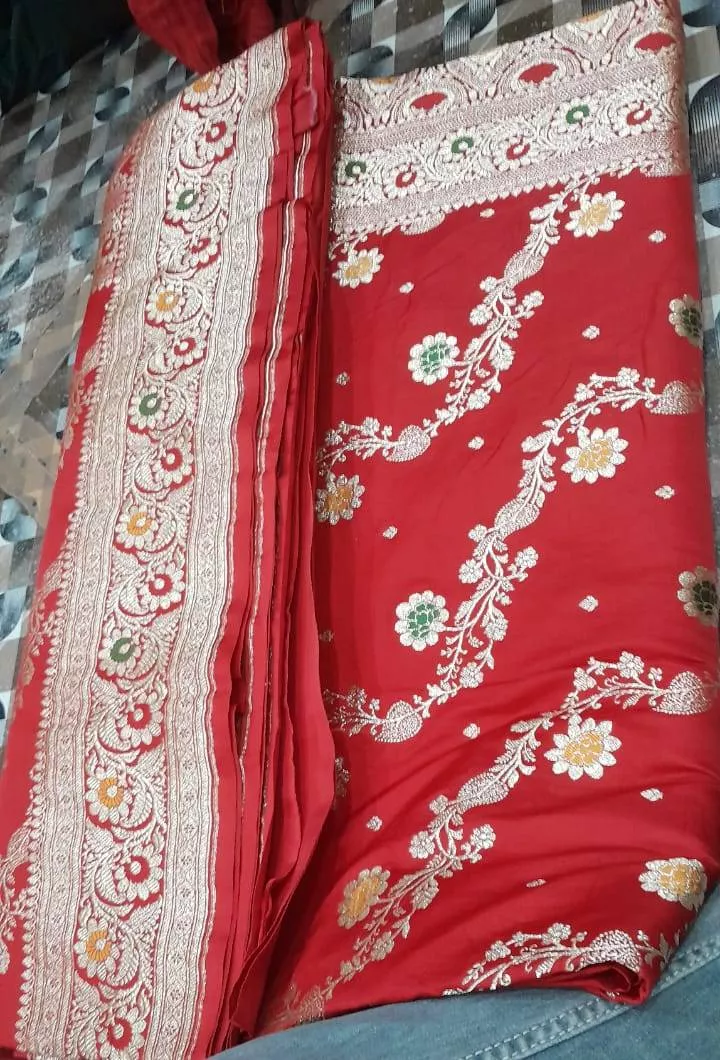 Silk Katan Saten Sarees in Varanasi: Luxurious Zari Meena Craftsmanship -  - Buy Online at MOHD TAUSEEF