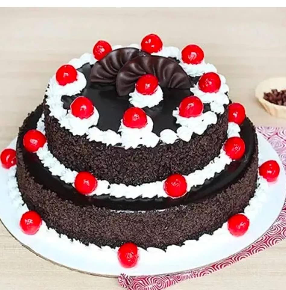Delicious Cakes - Two-Tier Chocolate Black Forest Cake in Palwancha - Rich and Indulgent -  - Buy Online at BADAVATH DHANALAXMI