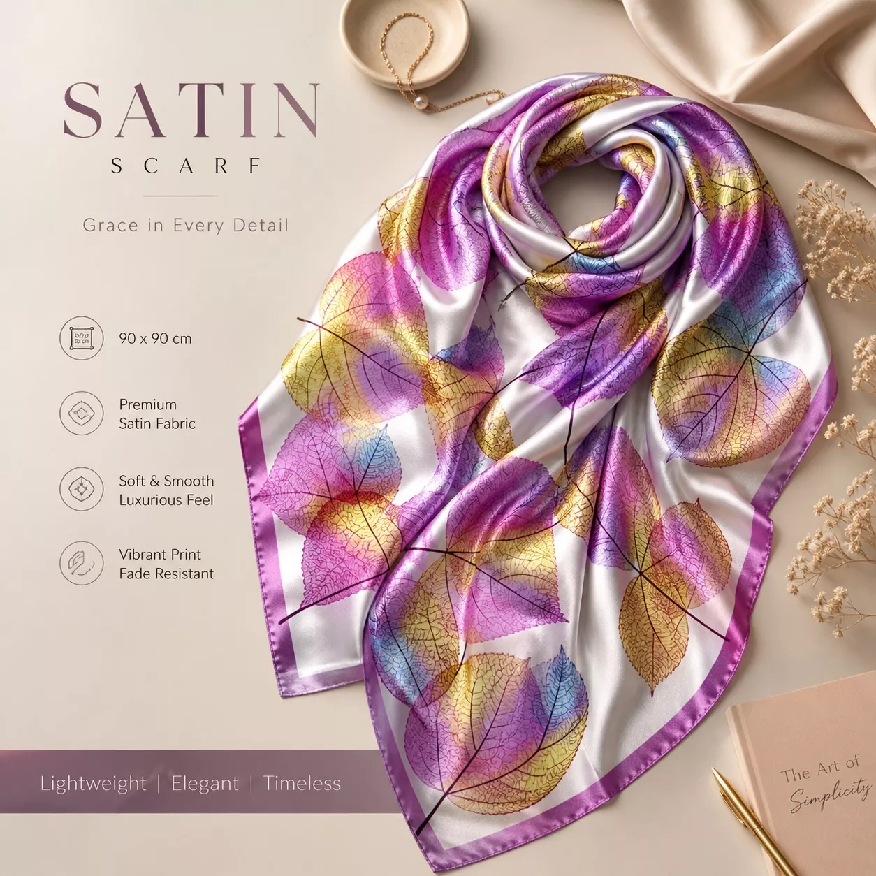 Satin Scarf (Leaf) -  - Buy Online at THE NOVELTY STORE