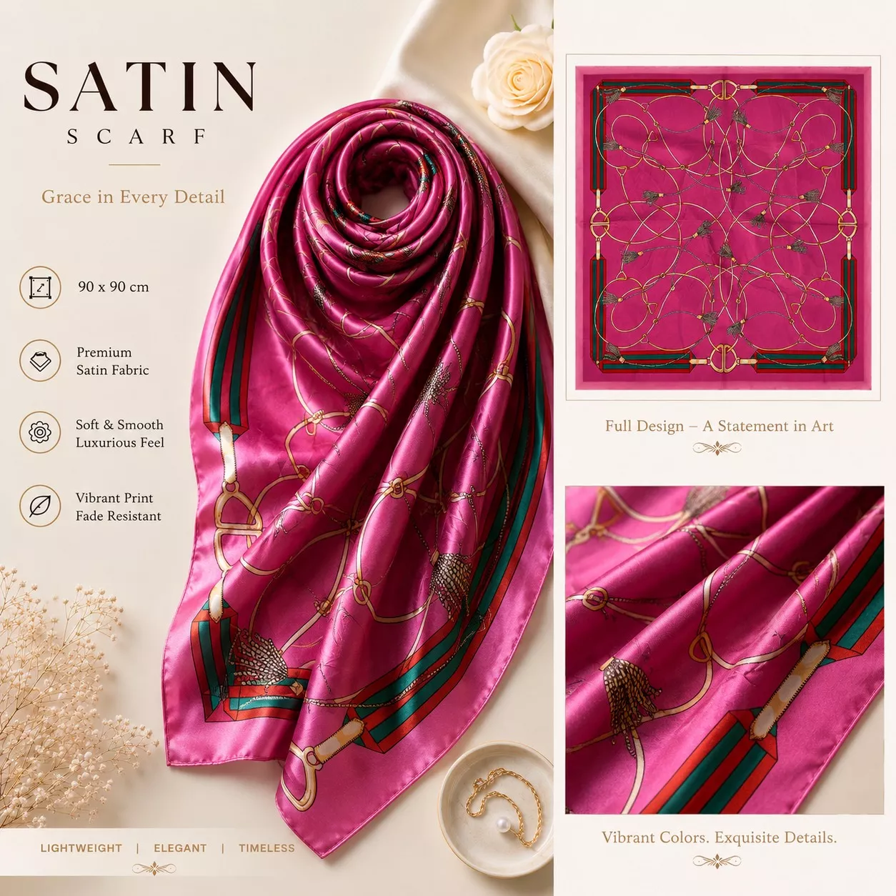 Fashion Accessories: Satin Scarf in Janpath - Elevate Your Style -  - Buy Online at THE NOVELTY STORE