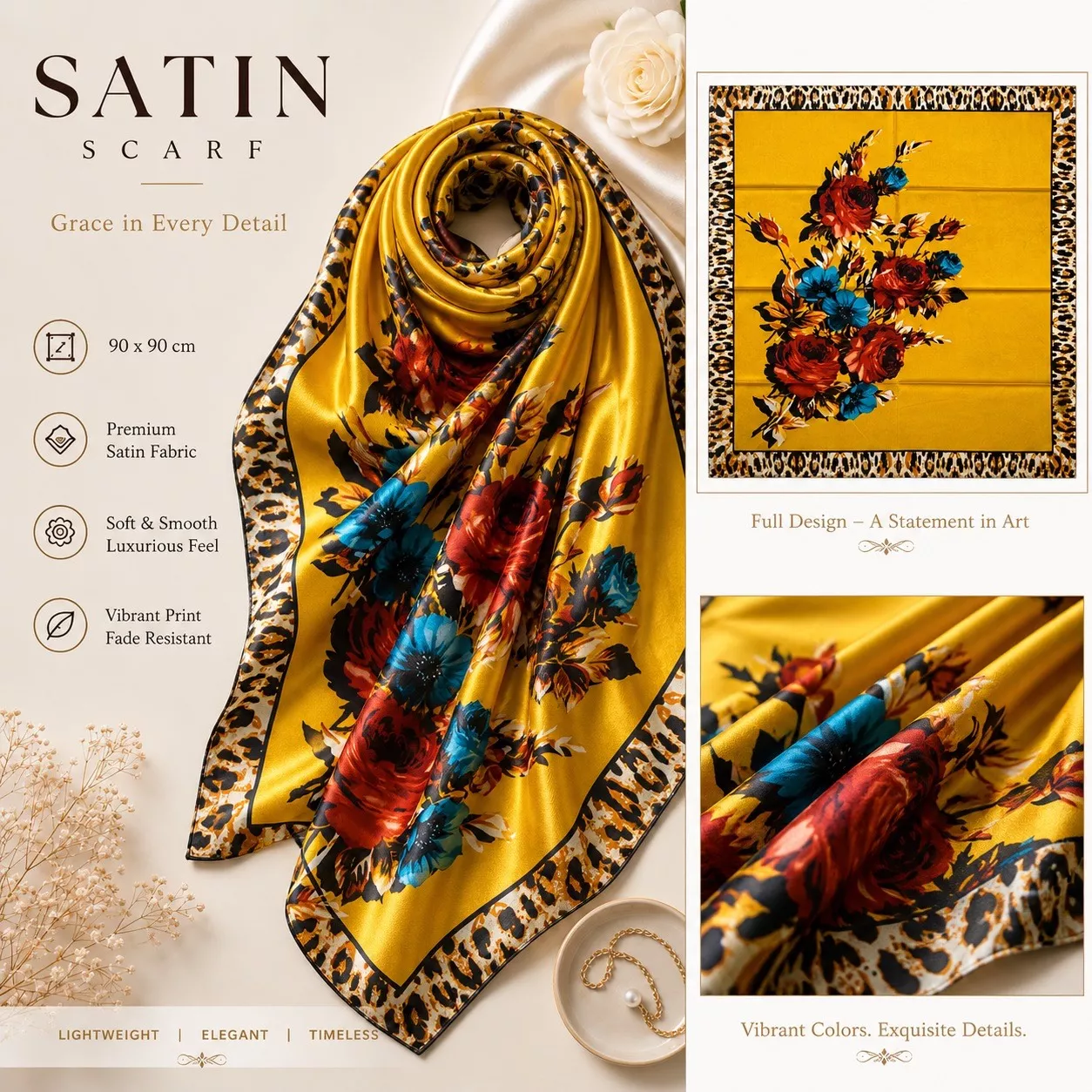 Fashion Accessories - Satin Scarf in Janpath - Soft and Elegant -  - Buy Online at THE NOVELTY STORE